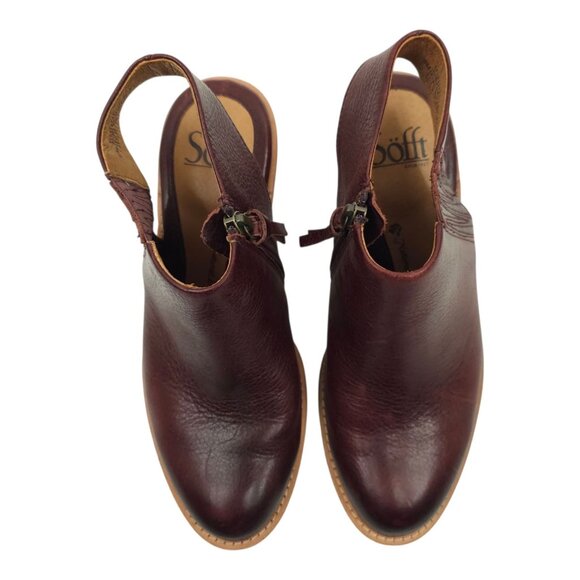 Sofft Arabia Slingback Bootie Women 6M Port Leather Maroon Side Zip Stacked Heel - Picture 10 of 16